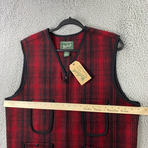 Woolrich Utility Vest‎ Mens Large Wool Hunting Workwear Buffalo Plaid Red NEW - Picture 9 of 10